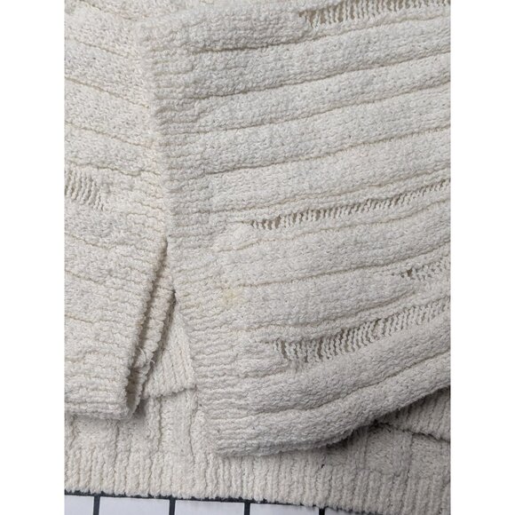 Zara Distressed Cropped Cardigan Women Size S Button Up Knit Ribbed Minimalist - Picture 3 of 9